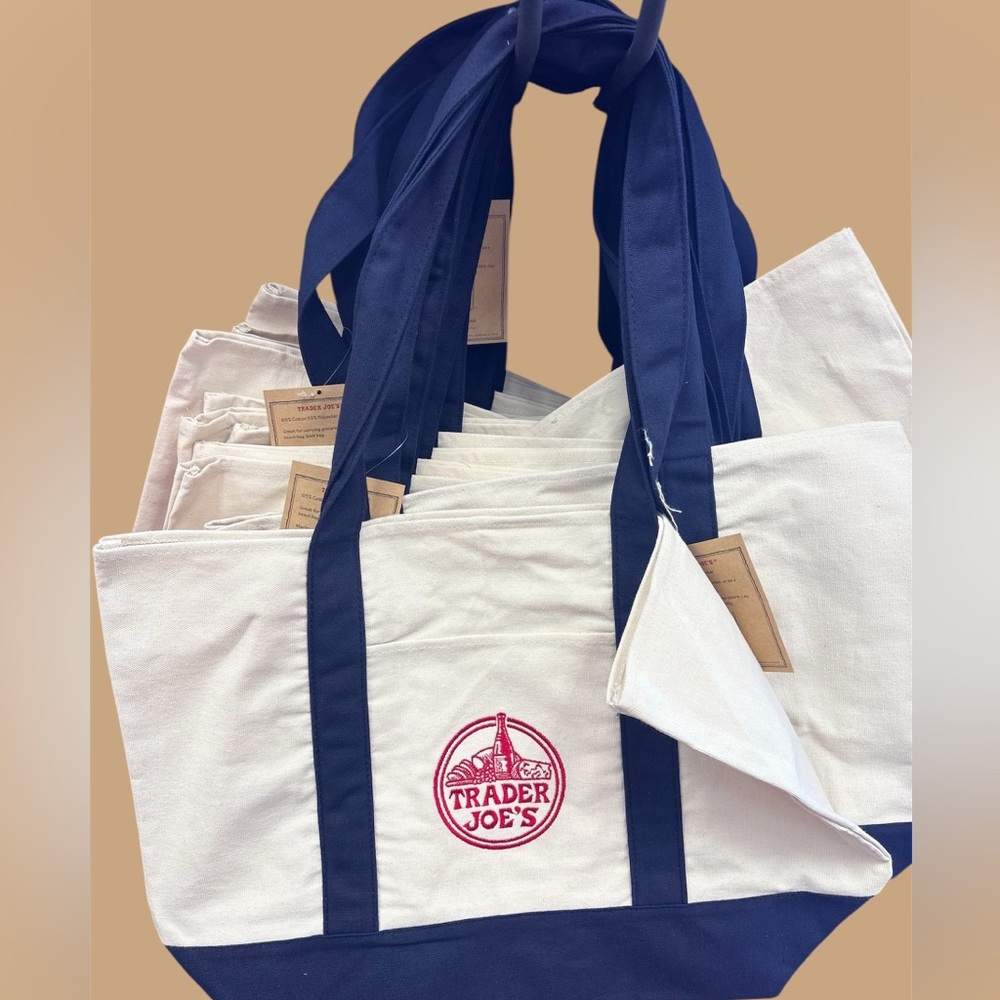 Cream and Blue Tote Bag